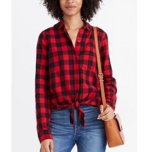 Madewell Buffalo Check tie front flannel